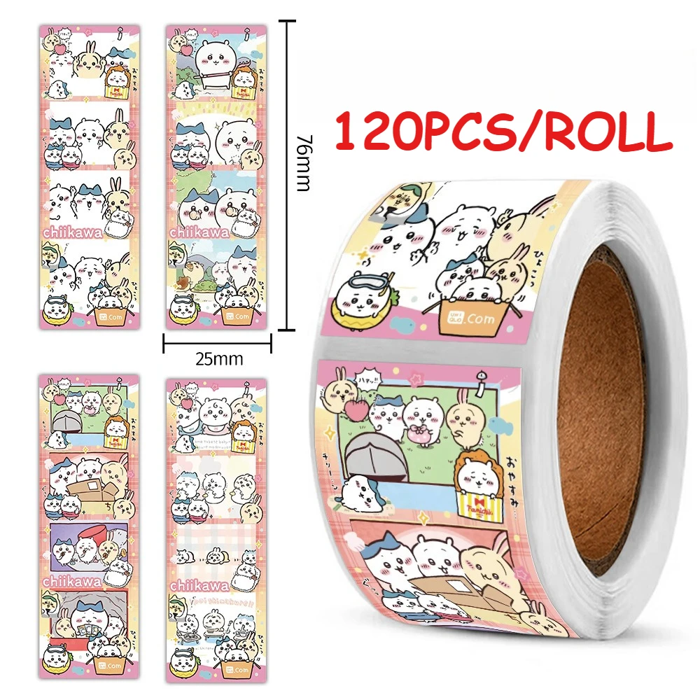 120 Stück Kawaii Cartoon Chiikawa Niedliche Aufkleber DIY Anime Siegeletiketten Geschenk Dekorative Cartoon Kinder Party Süßigkeiten Rollen Aufkleber Spielzeug