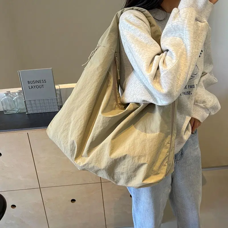 Lässige Nylon-Einkaufstasche für Damen, Handtasche, Umhängetasche mit Reißverschluss, langlebig, leicht zu reinigen, für Pendeln, Arbeit, Reisen, Arbeiten – Detail 5