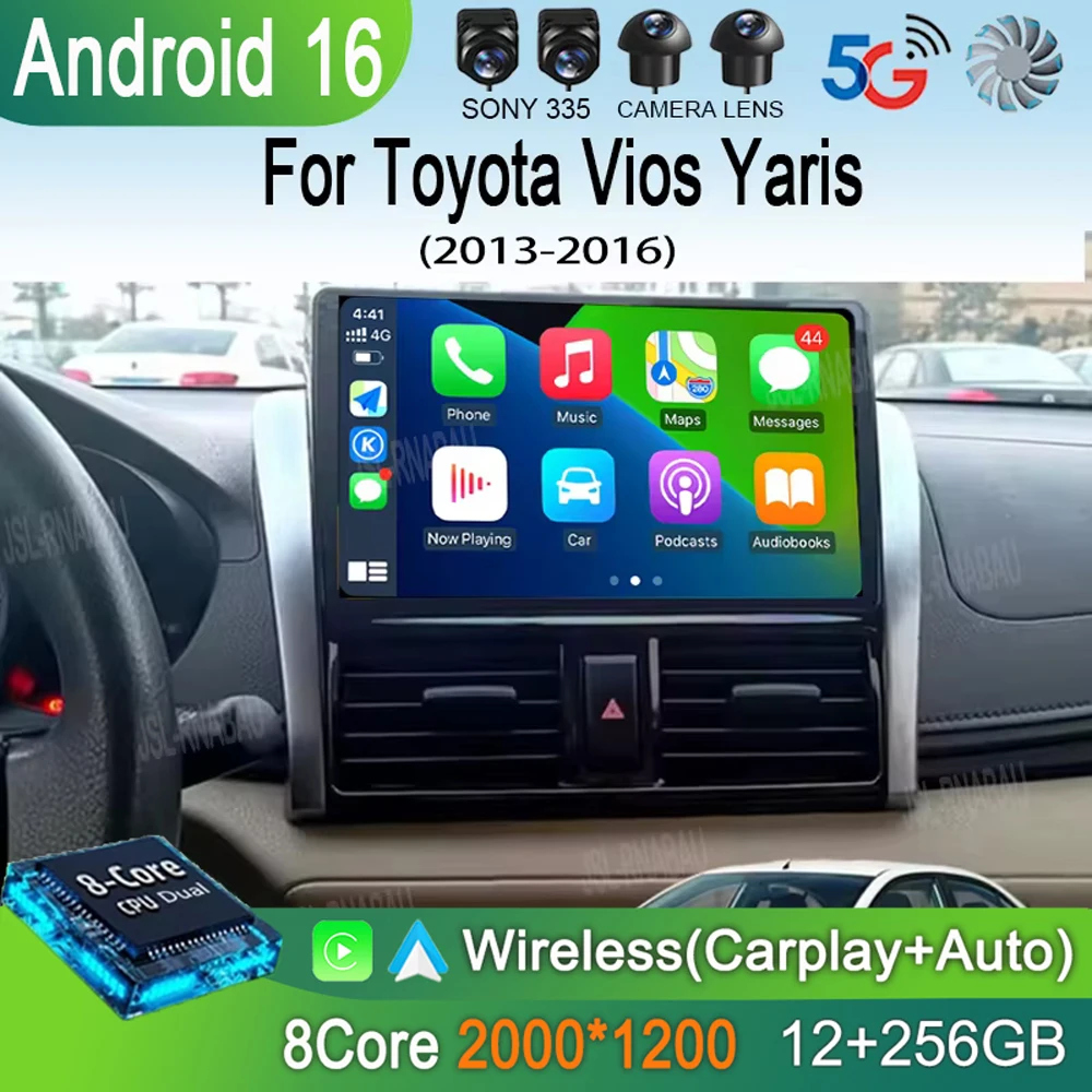 

Android 16 Carplay Auto Car Radio For Toyota Vios Yaris 2013 2014 2015 2016 Multimedia Video Player GPS Navigation 2din Stereo