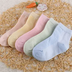 5 Pairs/Lot Summer Children Cotton Socks Boy Girl Baby Soft Fashion Ultrathin Breathable Solid Mesh For 1-8 Year Teens Kids Sock