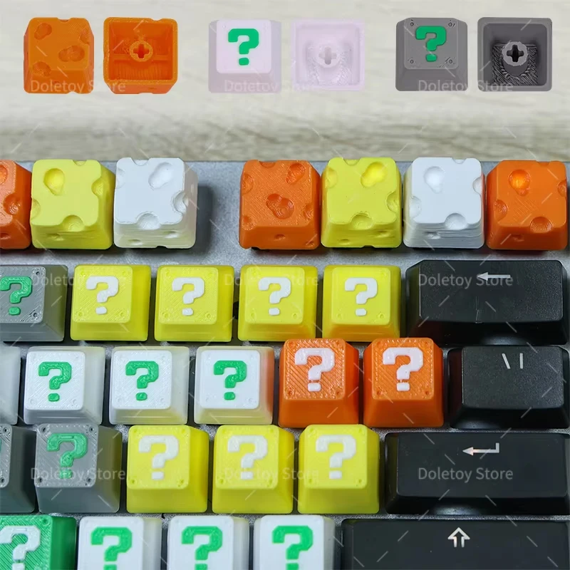 3D Printed Cross Axis Mechanical Keyboard Creative Keycap Set Cartoon Question Mark Cheese Personalized Design Direction Keys