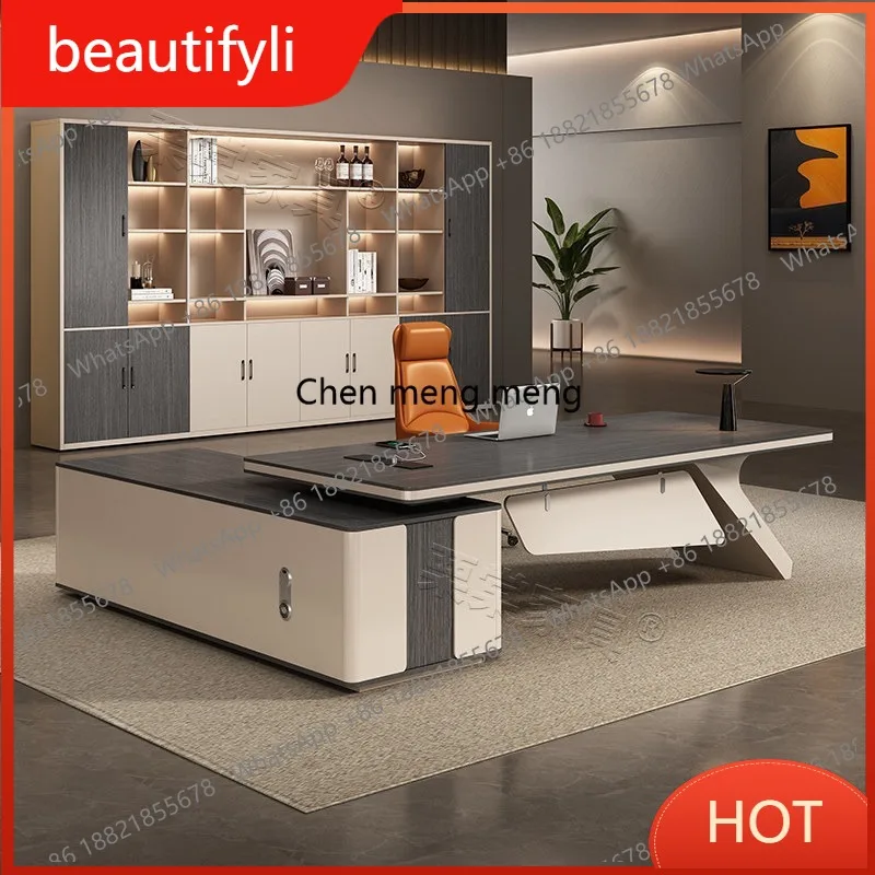 A139 Light luxury boss desk, simple and modern president desk, large class desk manager, office desk and chair combination
