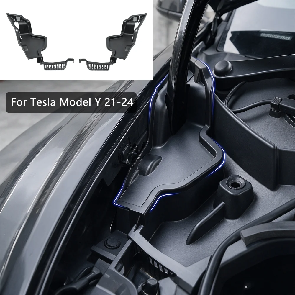 2Pcs Debris Filter For Tesla Model Y 21-24 Car Front Engine Hood Anti-Clogging Water Guide Channel Groove Filter Car Accessories