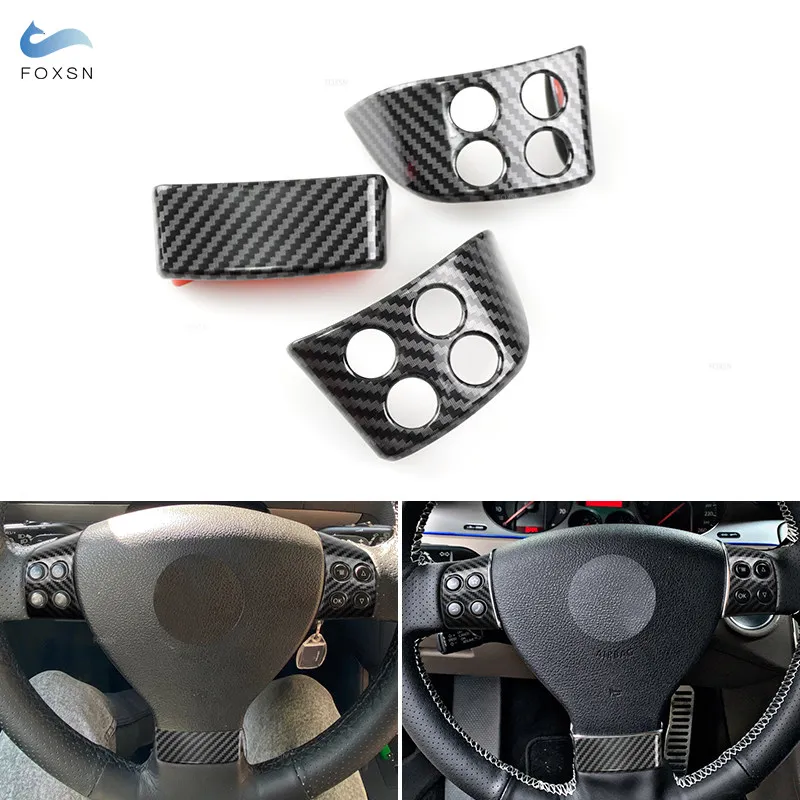 Panel de volante Interior para coche, cubierta embellecedora con textura de fibra de carbono ABS, 3 piezas, para VW Golf 5 MK5 Passat B6 Jetta MK5