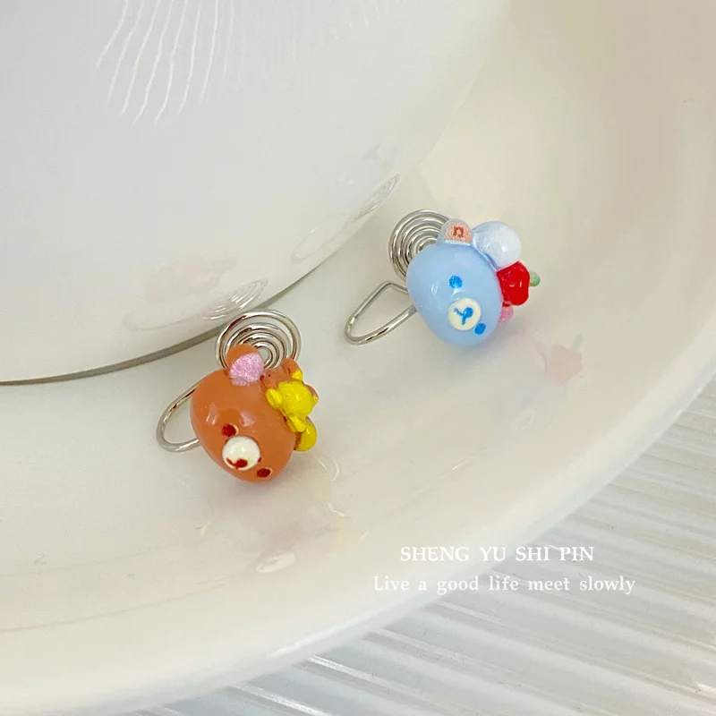 Kawaii Rilakkuma فتاة الكرتون لطيف الأذن مربط المرأة أنيمي الإبداعية القرط مجوهرات الأزياء اكسسوارات أقراط هدية الكريسماس 2026