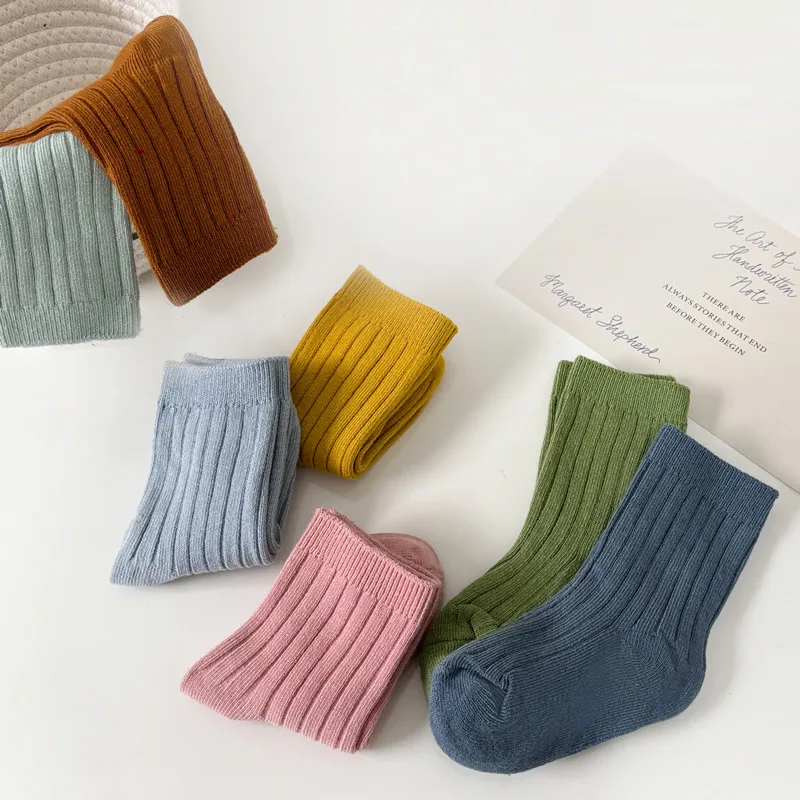 

New Baby Boys Girls Socks Breathable Toddlers Kids Short Socks Solid Soft Cotton Stripe Infant Princess Cute Socks For 0-8Years