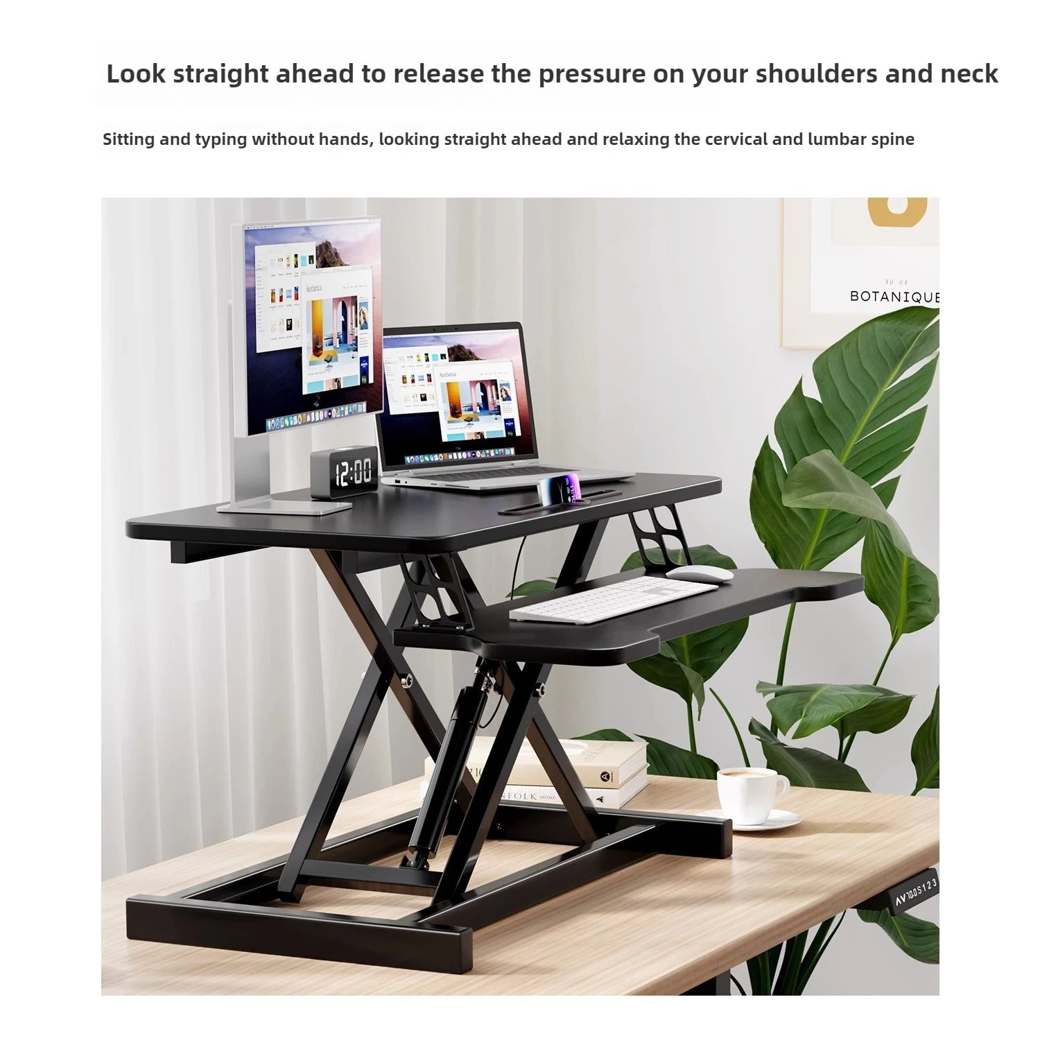 Height Adjustable Standing Desk-Modern Minimalist Computer Table,Ergonomic Laptop Riser with SmoothLift Mechanism for Home ffice