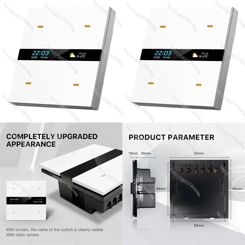 RS485 Smart Scene Switch 86 Type Wall Panel Controller for Smart Light and Socket Automation Home System