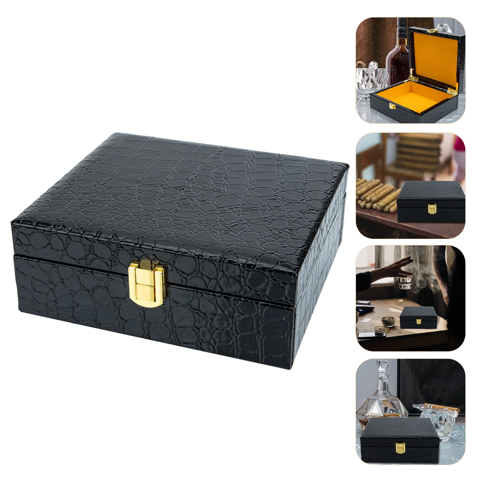 

Wooden Box Humidor Container Clamshell Portable Carrier Flip-Type Iron Humidors