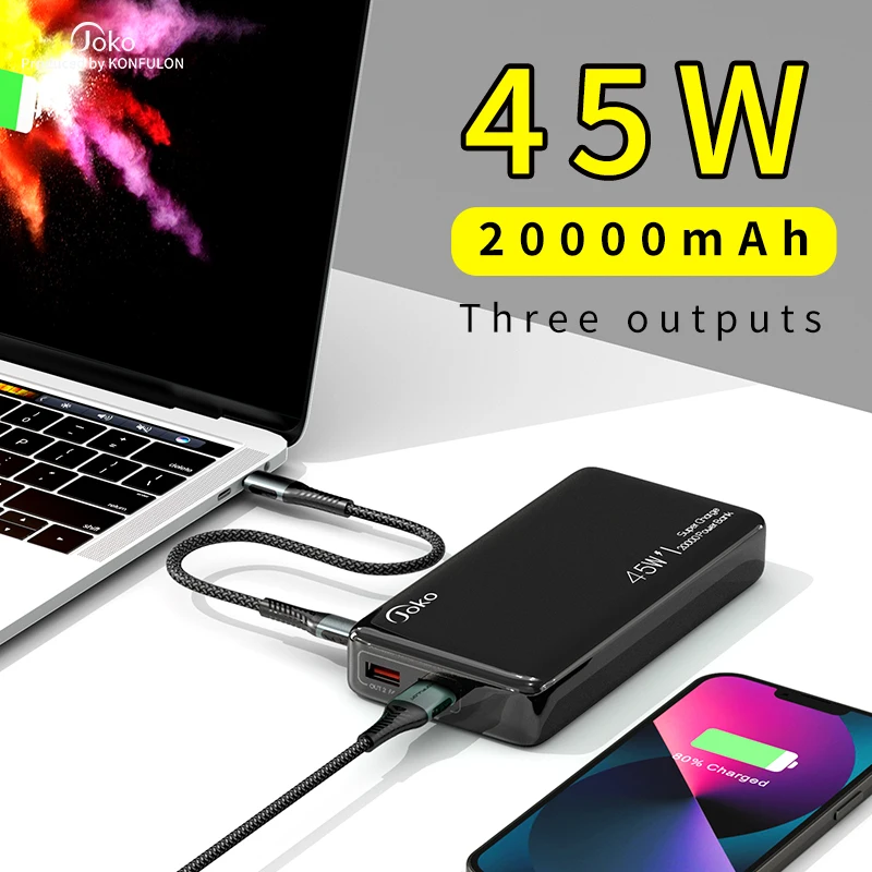 

Power Bank 20000mAh Powerful External Auxiliary Battery Portable 45W Fast Charge Small Size Powerbank for Xiaomi 13 iPhone 14