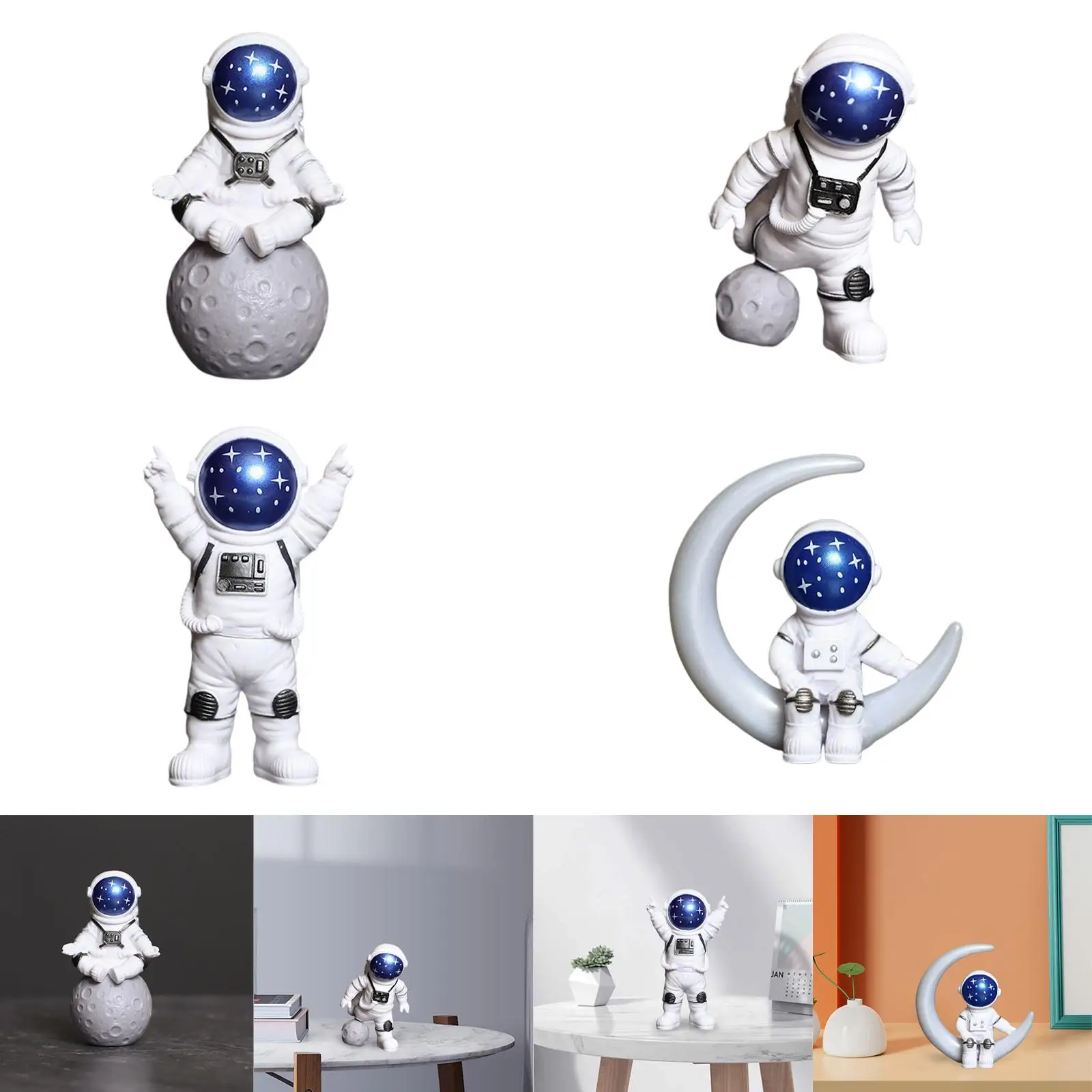 Astronaut Figurine Resin Spaceman Model Ornament Car Interior Figure for Party Home Table Decoration