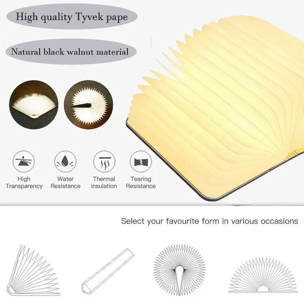 3D Book Light Folding Wooden Creative LED Night Light RGB Color USB Recharge Decor Bedroom Table Lamp for Kid Brithday Gifts Hot