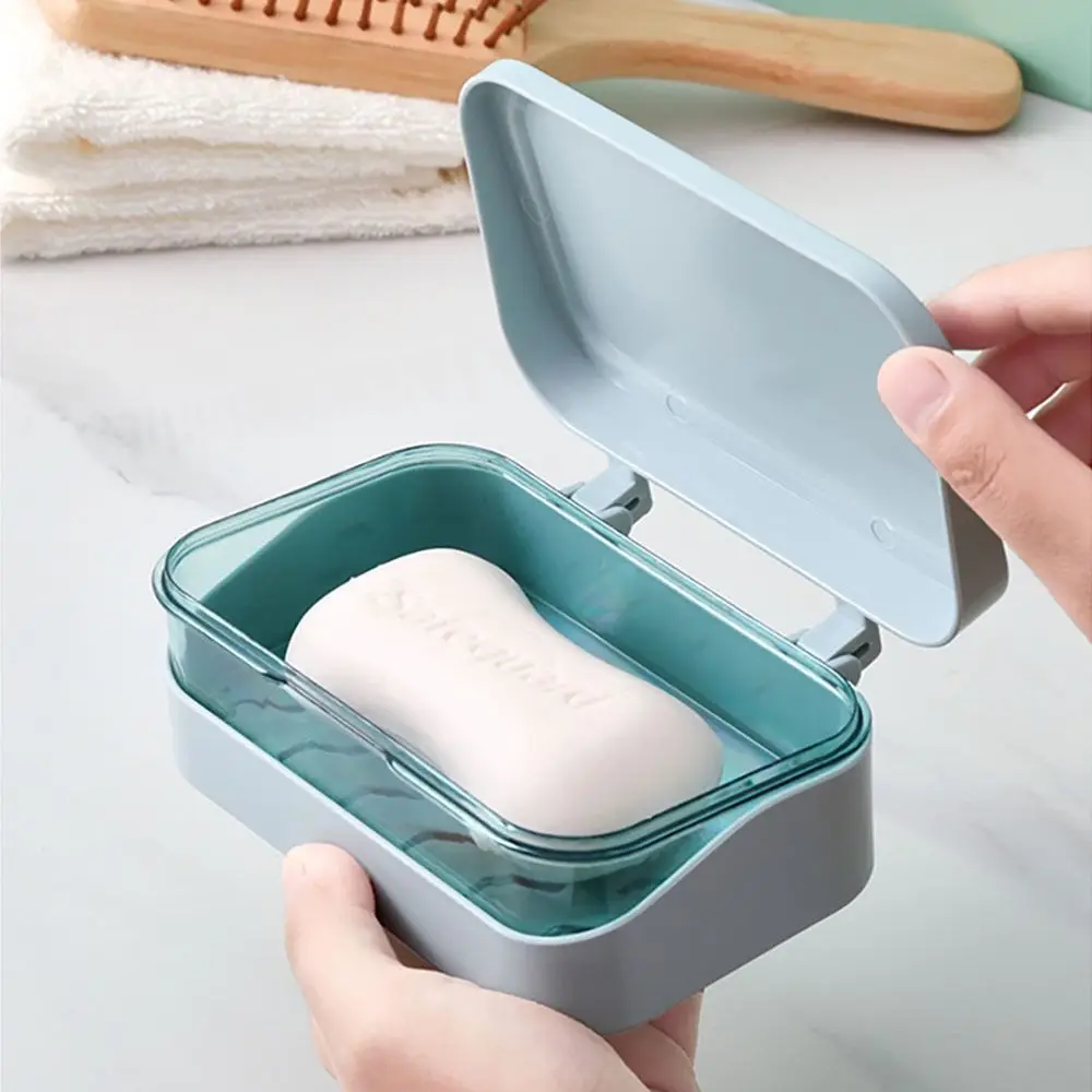 Soap Case Simple Transparent Flap Drainage Box Bathroom Toilet Waterproof Soap Storage Box Dormitory Home Travel Large Soap Dish