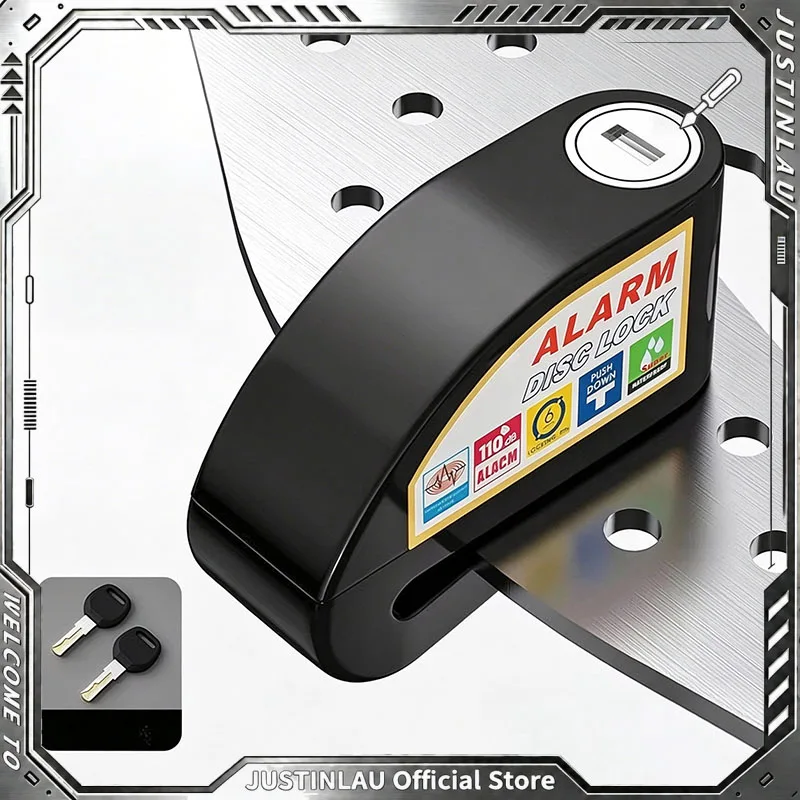 JUSTINLAU Motorcycle Disc Brake Alarm Lock, 130dB Anti-Theft Security Lock Waterproof Universal For Scooter Bike Motorbike