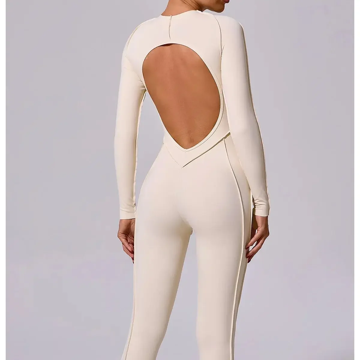 

One-piece Yoga Jumpsuit Women Long Sleeved Set Quick Drying Yoga suit Gym Training Suit Backless Sportswear Women Fitness Set 25