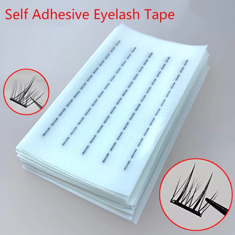 200Pcs/BoxGlueless Fake Eyelashes Self Adhesive Strip Line Waterproof Reusable Glue-Free Eyelash Glue Strip False Eyelashes