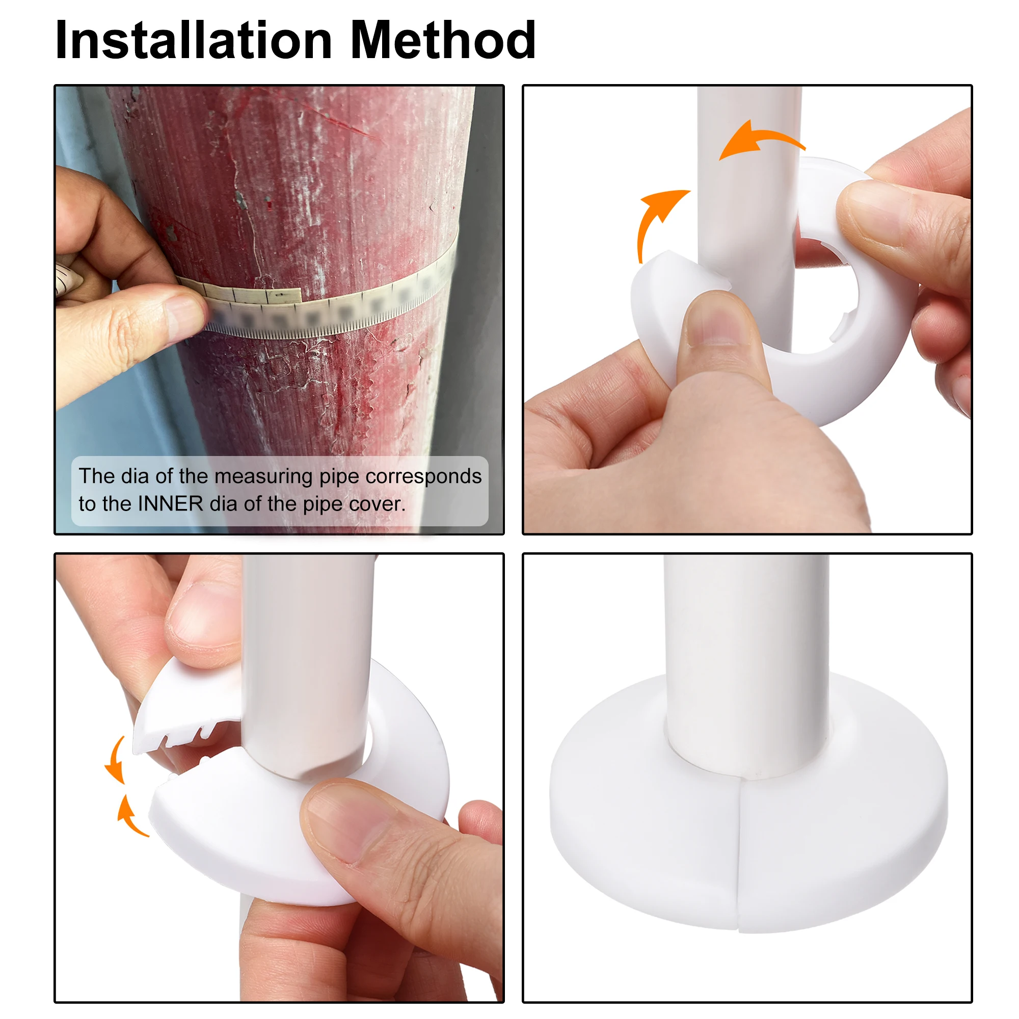 2/4/10 قطعة 12 مللي متر-114 مللي متر غطاء الأنابيب الديكور PP البلاستيك شعار مشبك نوع انبوب ماء استنزاف خط غطاء الأبيض #5