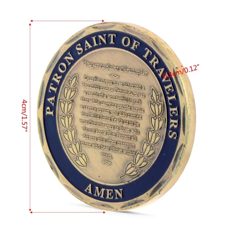 Wholesale 50pcs St. Christopher Patron Saint of Traveler Protect Us Challenge Collection Commemorative Coin Prayer Coin - Image 3