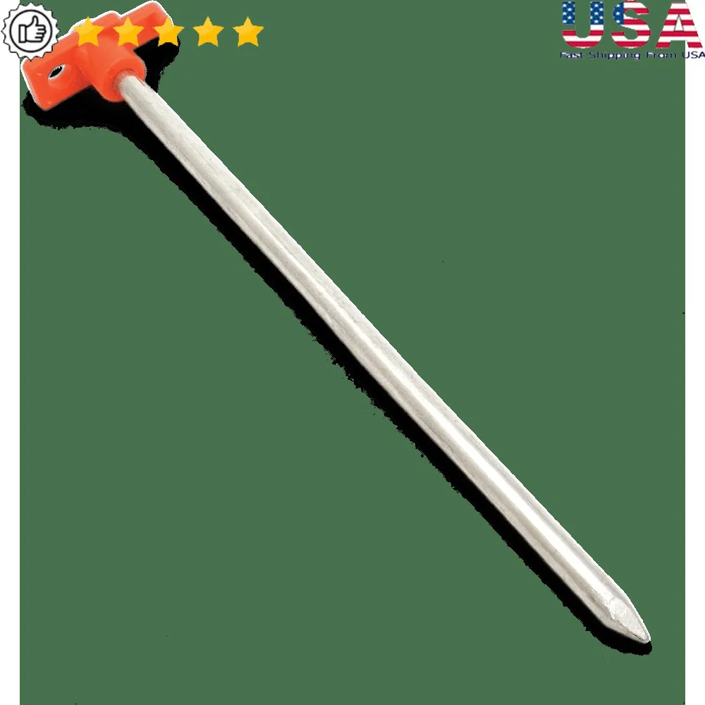 

10 Inch Steel Tent Pegs 4 Pack Heavy Duty Stakes Hard Ground Camping RV Awning Secure Durable Outdoor Use