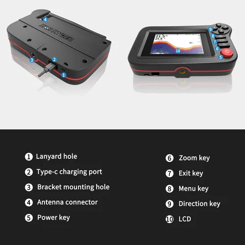 Imagen 2 del producto Buscador de peces inteligente: buscador de peces portátil y buscador de profundidad para pesca recreativa de muelle, orilla o banco