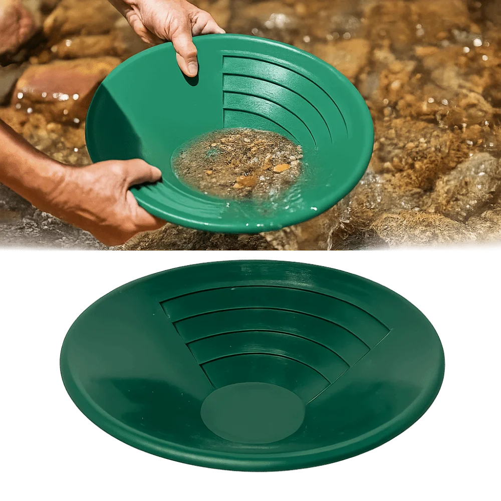 10-inch Gold Panning Pan ABS Material Professional Gold Sifting Classifier Green Color Washing Sieve Tray Mineral Separation