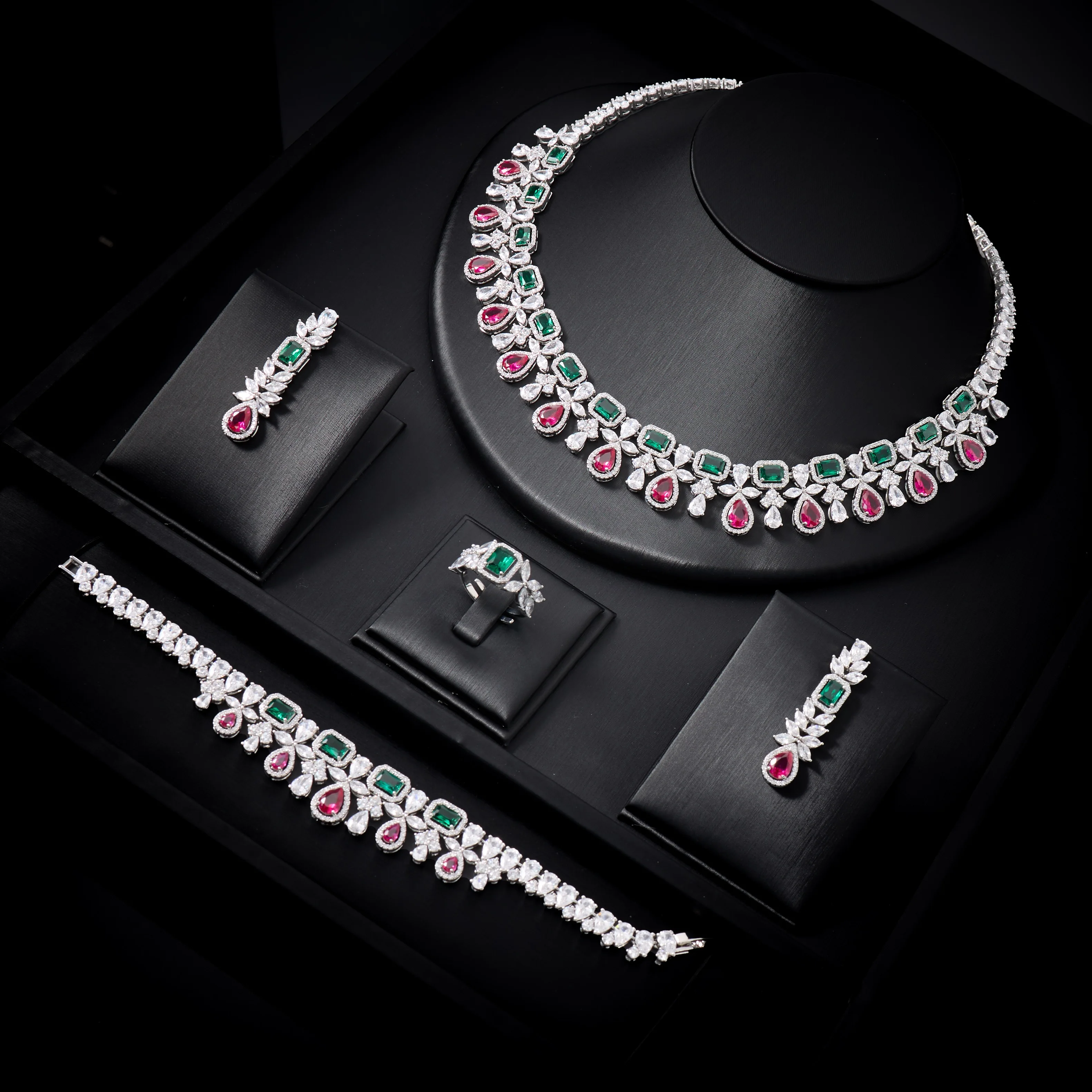 IN JEWELIFE Luxury Color Cubic Zircon Women's Elegant Sets for Lady Necklace Woman Indian Wedding Jewelry Set High Quality