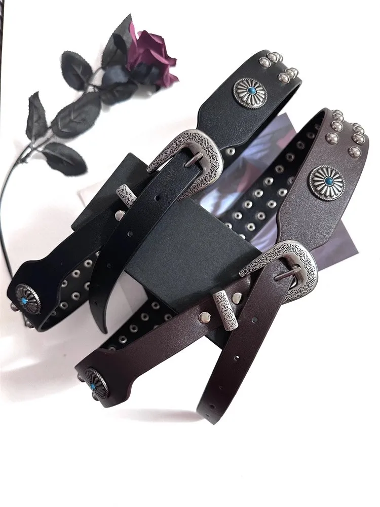 ผู้หญิง Vintage PU หนัง Rivet Punk Corset หญิง Cummerbund Coat เข็มขัดชุด Decration เข็มขัดกว้าง J1498