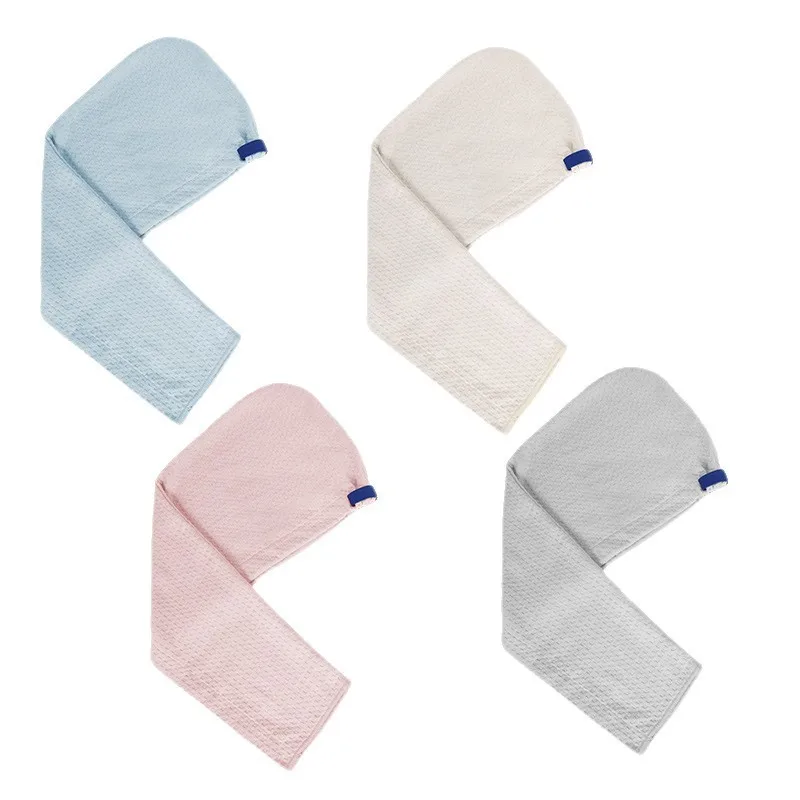 Waffle Weave Super Absorbent Quick Dry Hair Towel - Wide Tail Solid Color Lightweight Soft Breathable for Thick Long Hair