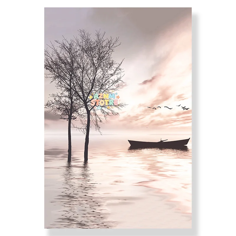 Sea Landscape Canvas Print Beach Poster Wooden Bridge Hay Flower  Wall Art Painting Nordic Wall Pictures For Living Room Deco