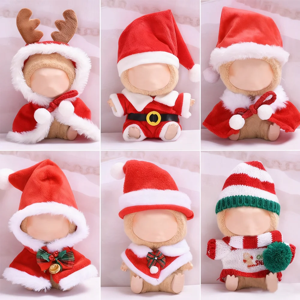 Doll Clothes For Labubu Christmas Doll Dress Up Santa Claus Cloak Suit for 15-17cm Toy Doll Clothing Accessories Outfit Designer