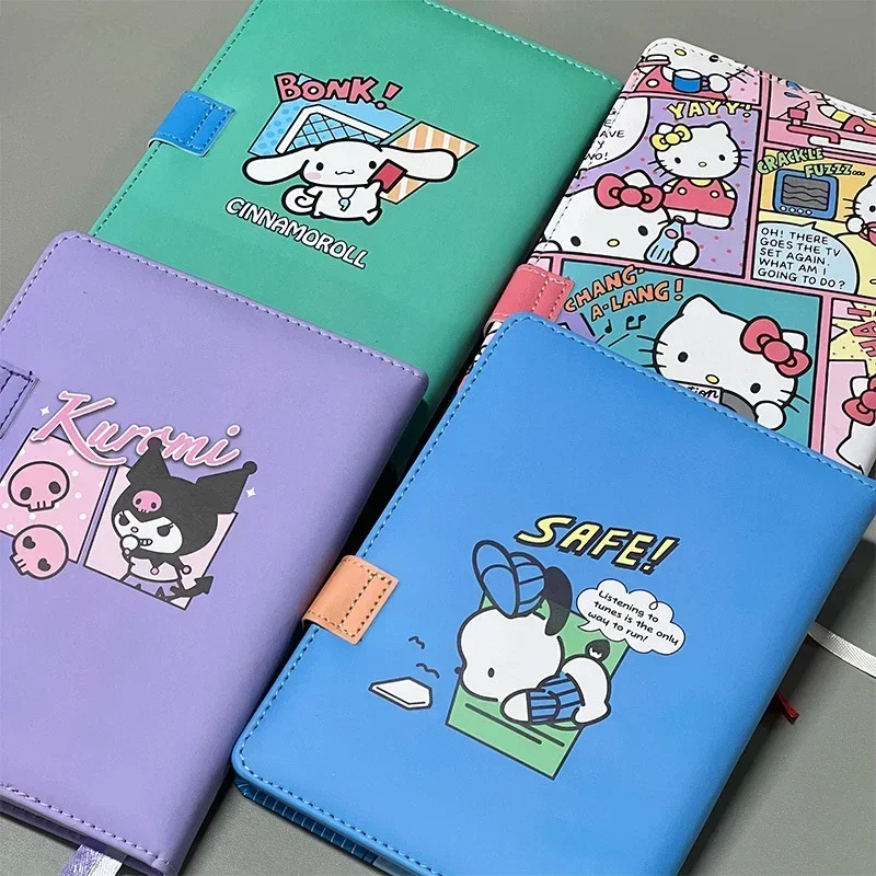 Sanrio Hello Kitty Notebook B6 Anime Journal Magnetic Clasp Book Cartoon Cute Leather Surface Writing Paper Notepads Girls Gift