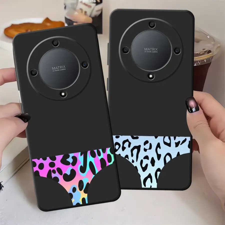 حافظة لهاتف Honor X7 8X 70 90 Lite X9a X9 X7a X8 X9c غطاء خلفي ناعم سراويل داخلية مضحكة بطبعات الفهد #1