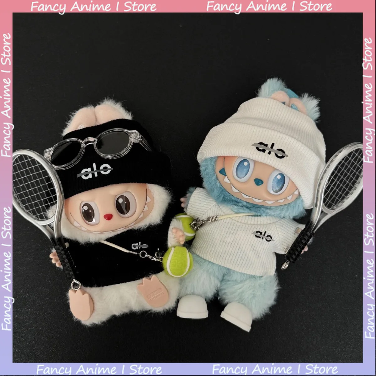 

For V1 V2 V3 Labubu Mini Doll Tennis Sports Motion Style Clothing with Mini Ball and Racket Outfit Set Fashion Accessories Gifts