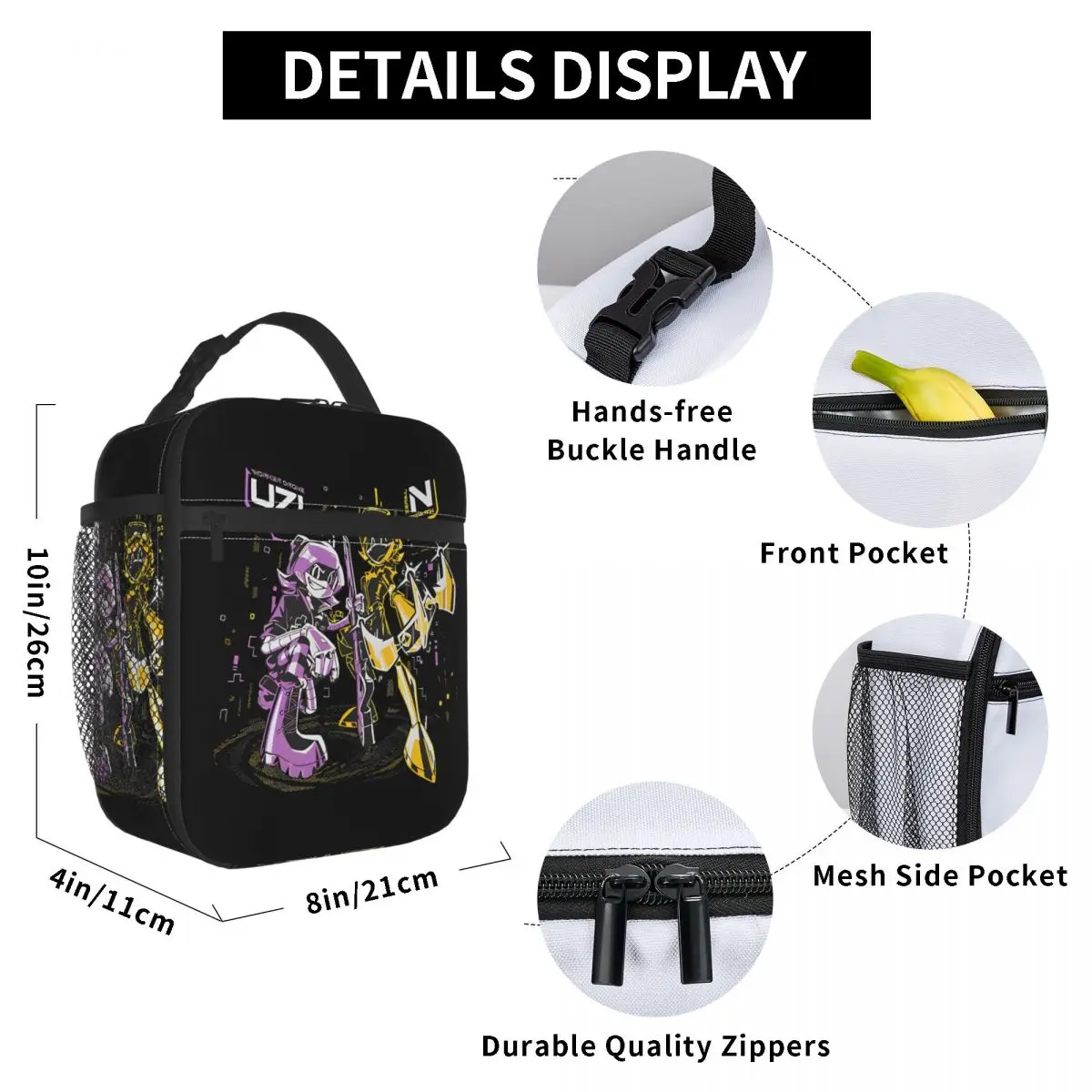 N e Uzi-Lunch Bags Isolados, Leakproof Food Bag, Refrigerador, Caixas Térmicas para Piquenique, Drones Assassinato