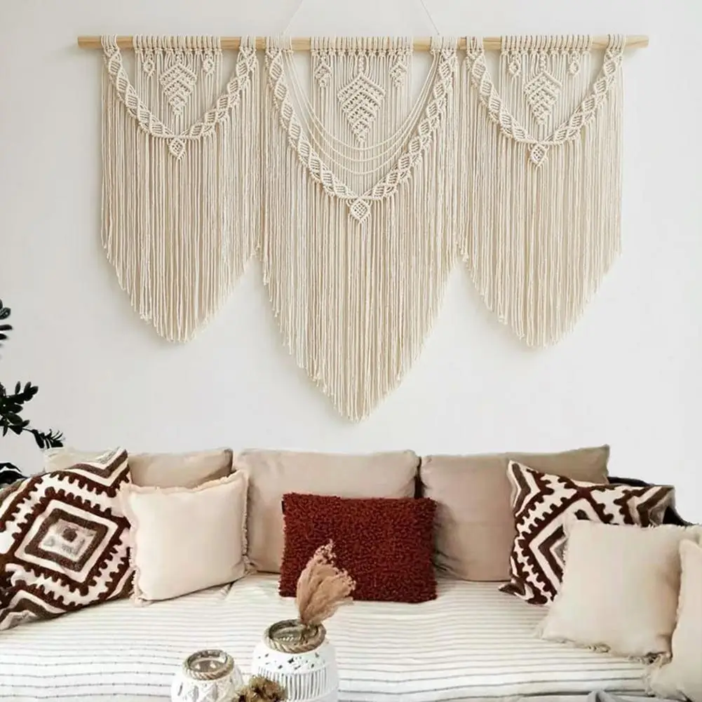 New Large Macrame Tapestry Wall Hanging Bohemian Art Handicrafts Woven Curtain Screen Wedding Background Home Bedroom Decoration