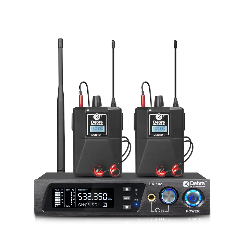 Home Studio Ultra-Low Latency Uhf System Compact Wireless In-Ear Monitor Kit with 2 Transmitters for Dolby Atmos Home Theater