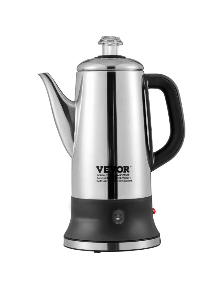 12 Cup Electric Percolator Coffee Maker, 304 Stainless Steel Coffee Percolator with Keep Warm Function, Silver