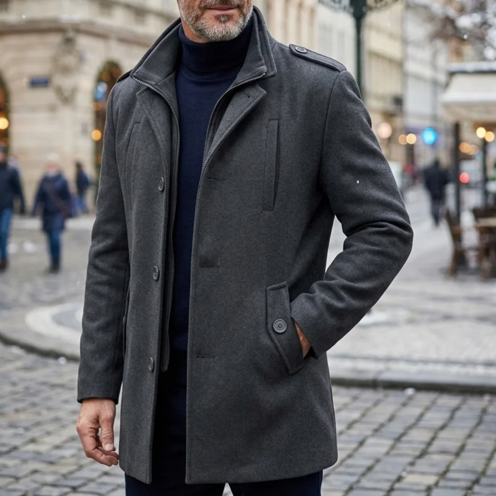 New Men's Autumn/Winter Trench Coat - Double-Layered with Multi-Pockets | Practical Streetwear & Business Casual Jacket Mans 2