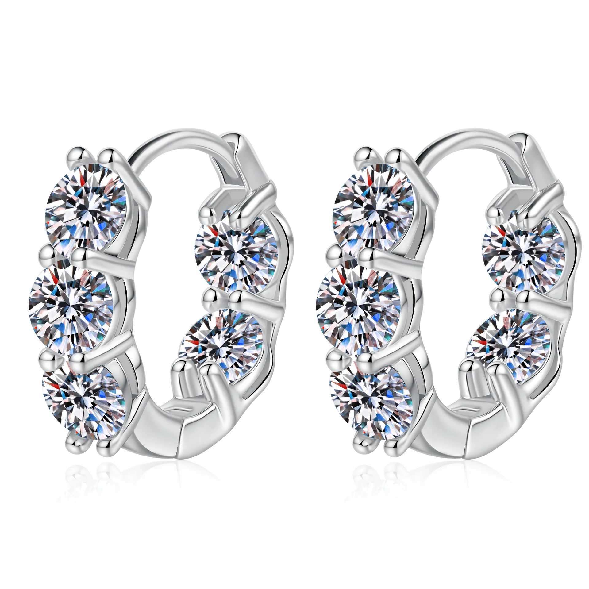 LioraGem Ultra-luxurious 4-carat Moissanite Clip-on Earrings 18K Gold, Dazzling Moissanite Stud Earrings Platinum PT950 Stamp