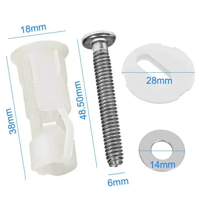 2pc Toilet Seat Bolts Hinges Screws WC Hole Fixing Bolt Kits Nut Repair Tools Easy Installation Home Universal Replacement