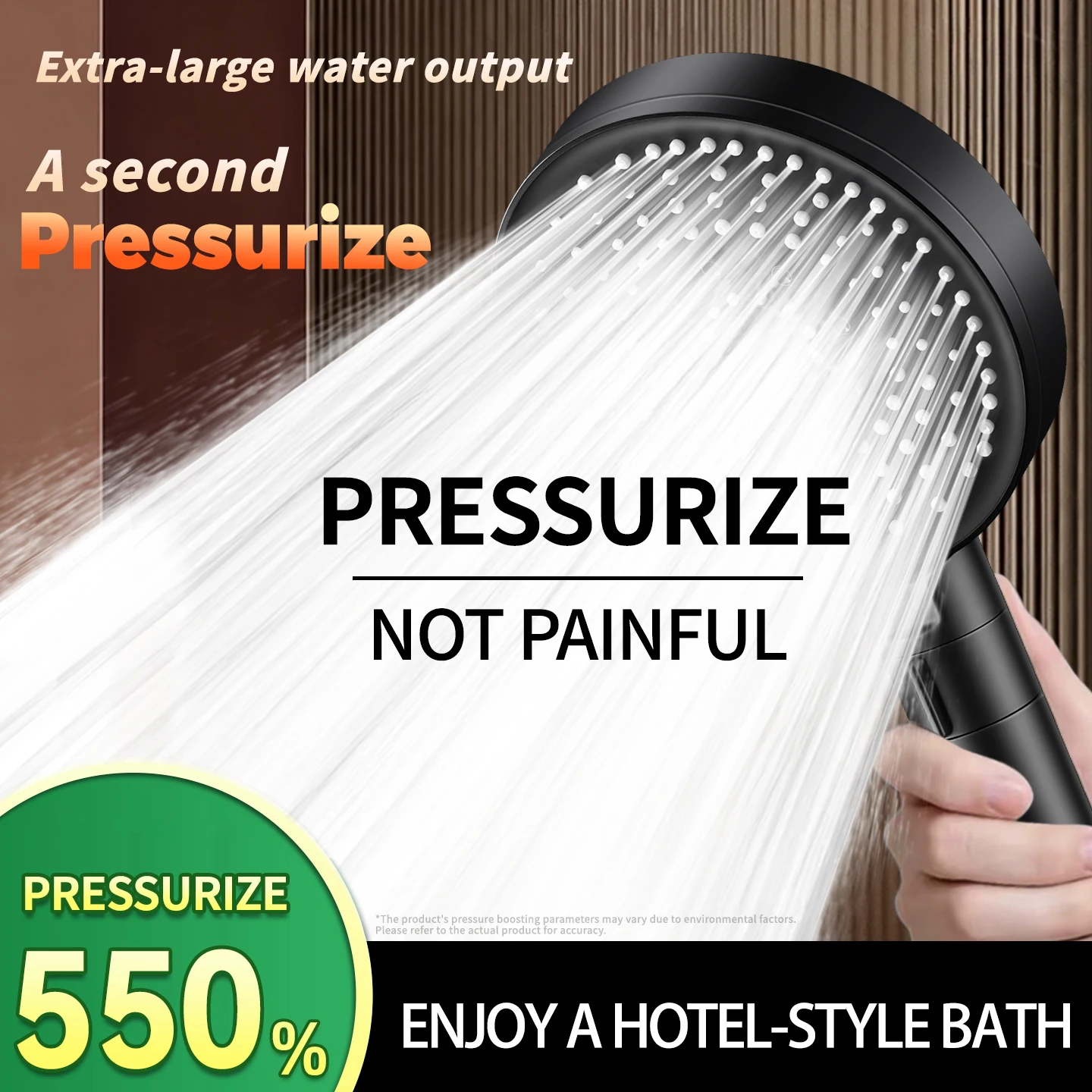 

A complete set including a pressure shower head, shower faucet, bath heater, shower nozzle, and bathroom water heater