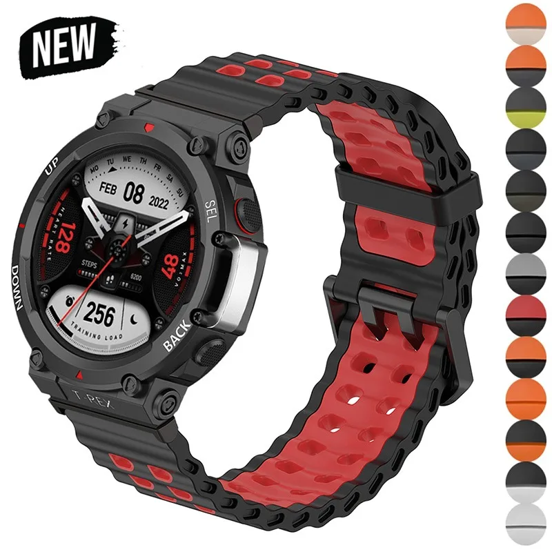 

Дышащий силиконовый ремешок для Huami Amazfit T-Rex 3 2, браслет на запястье, цветной морской ремешок для Amazfit T-Rex, спортивный ремешок для часов, ремень