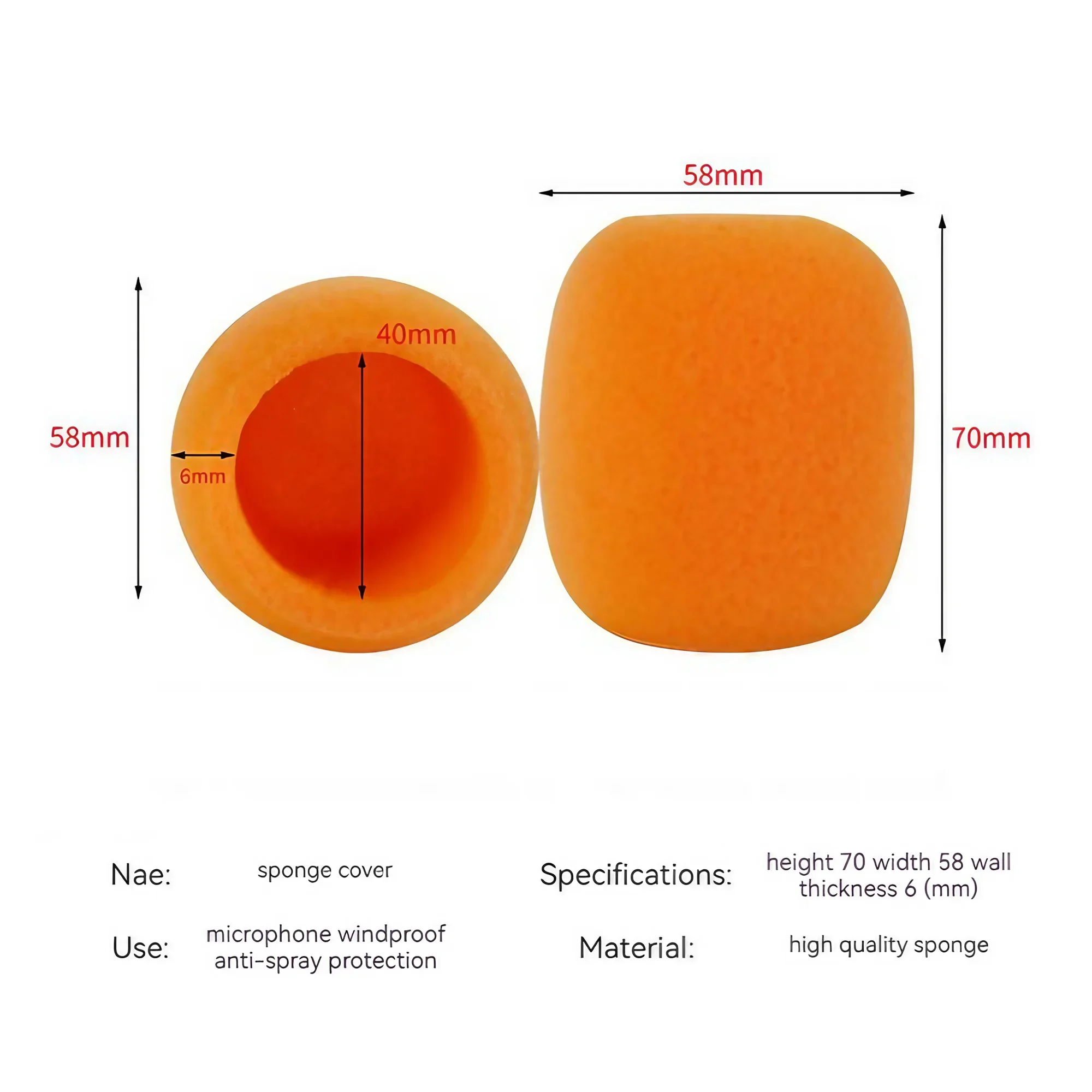 قطعة واحدة من غطاء إسفنجي للميكروفون متعدد الاستخدامات ومضاد للسقوط ومضاد للرذاذ على الزجاج الأمامي