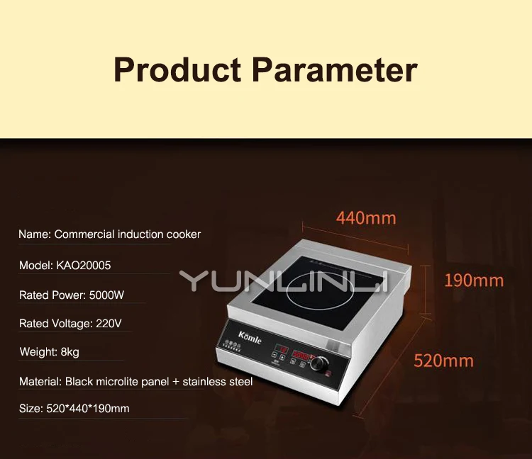 2025 NewCommercial Induction Cooker 5000W Electric Hob Stirring Furnace Fireplace Desktop Embedded Cookware 220V/380V