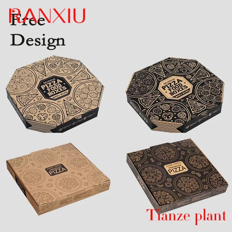 Custom Pizza Box Eco Friendly Box Package Food Grade Cardboard Heated Plain White Octagonal Shaped Hex Pizza Box