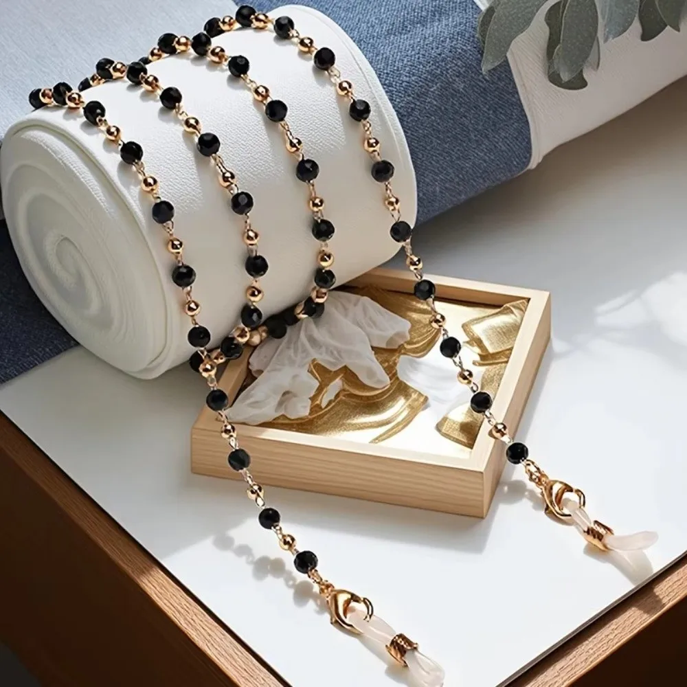 Trendy Crystal Bead Glasses Chain Neck Strap String Beaded Design Reading Glasses Lanyard Mask Chain Eyewear Straps For Women