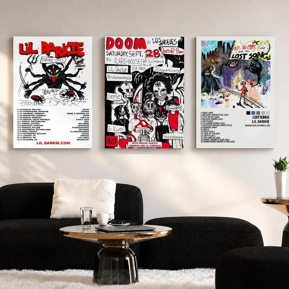 Rap Muisc Album Lil D-Darkie Framed Wall Painting Ready to Hang Canvas Wall Art Poster for Bedroom Living Room Home Decor Gift