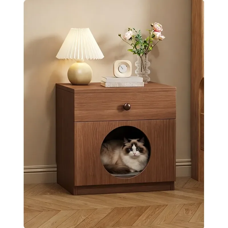 Dongmajiaju Solid Wood Breathable Removable Washable Cat Nest Bedside Table Combination Rental House Multifunctional Lockers