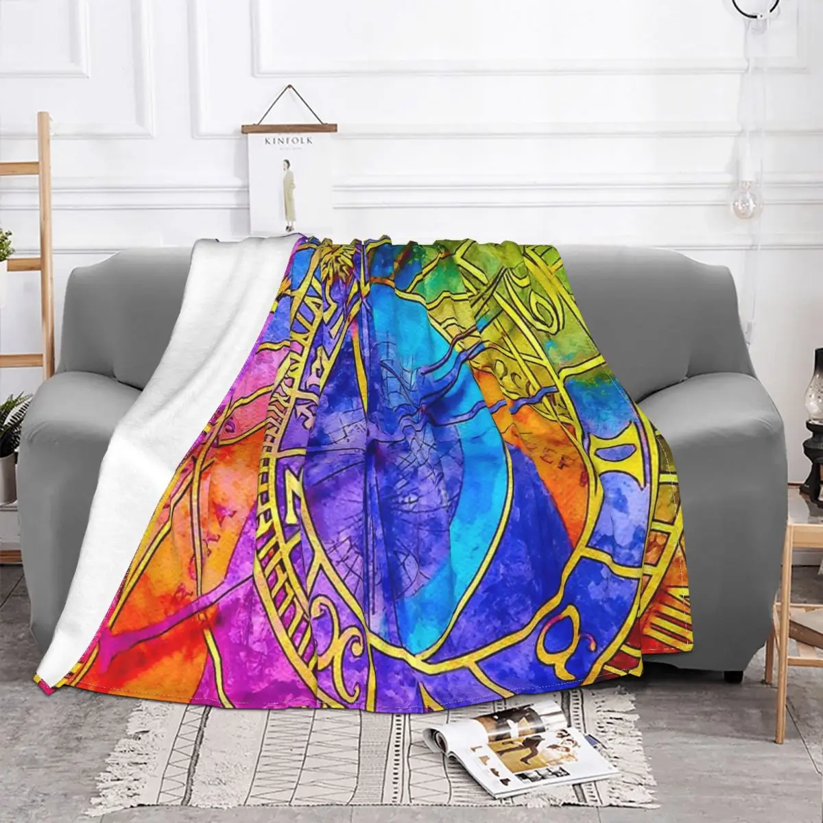 Ancient Greek Mythology Blanket Velvet Astronomical Clock Painting Super Warm Throw Blankets For Office Outdoor Bedspread