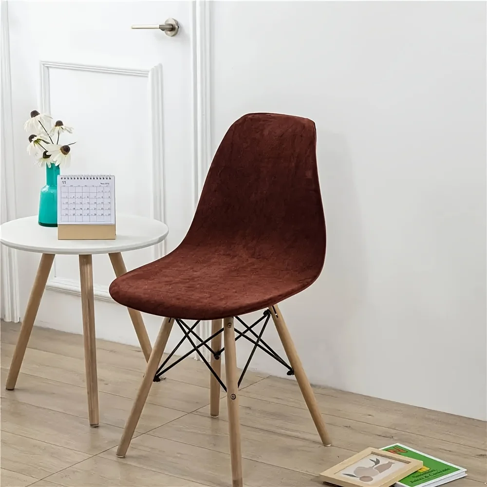 Silver fox fur shell dining chair cover with high elasticity and multiple colors, optional decorative home chair cover